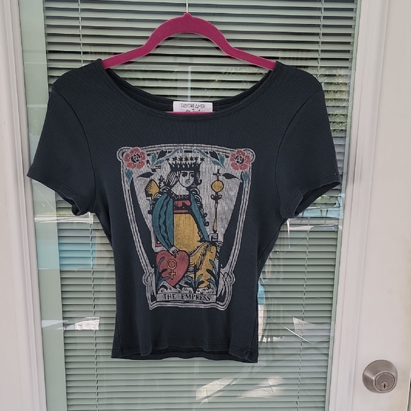 Daydreamer for Free People Empress Ribbed Baby Tee Sz L Has Stretch - Picture 2 of 10